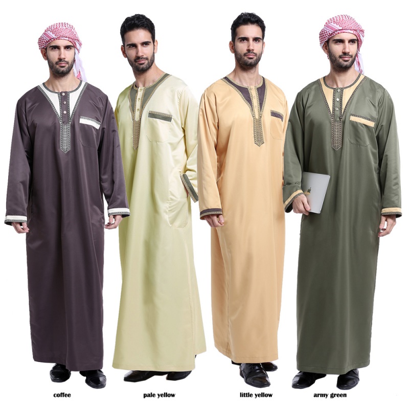 Saudi Thobe Men Galabeya Thoub Abaya Robe Dishdasha Arabic Kaftan